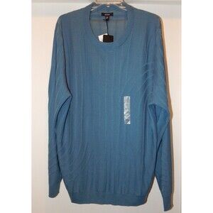 Alfani L/S Sweater Men's XXL Blue Shale Casual Retail $85.00 Merino NWT PLUSH!